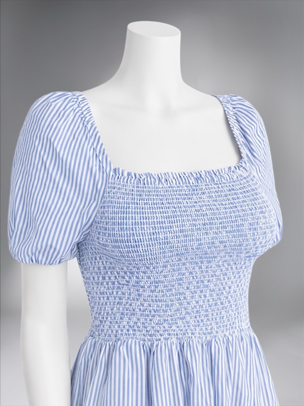 J.Crew Blue & White Stripe Short-Sleeve Smocked Dress - Picture 2 of 11